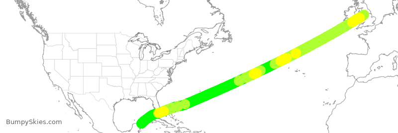 Turbulence forecast map for TOM192, MAN to CUN