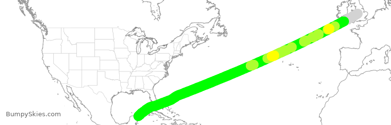 Turbulence forecast map for TOM204, BHX to CUN