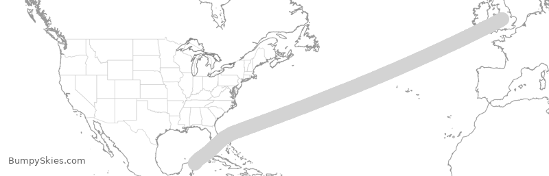 Turbulence forecast map for TOM242, BHX to CUN