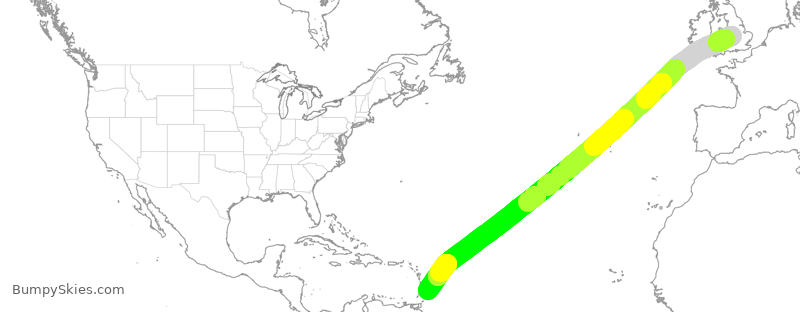 Turbulence forecast map for TOM244, GBB to BPB