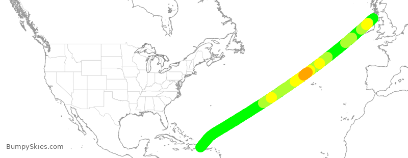 Turbulence forecast map for TOM412, BFS to PUJ