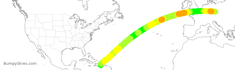 Turbulence forecast map for TOM414, PRG to LRM