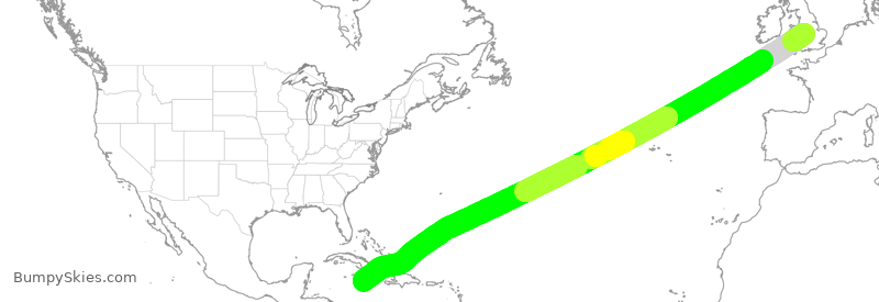 Turbulence forecast map for TOM636, BHX to MBJ
