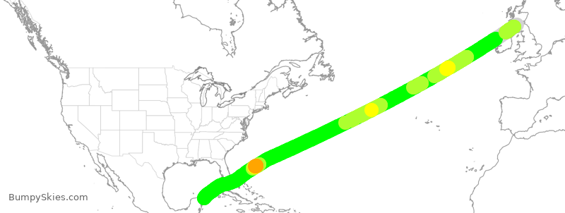 Turbulence forecast map for TOM684, GLA to CUN