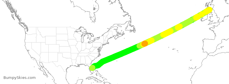 Turbulence forecast map for TOM742, GLA to MLB