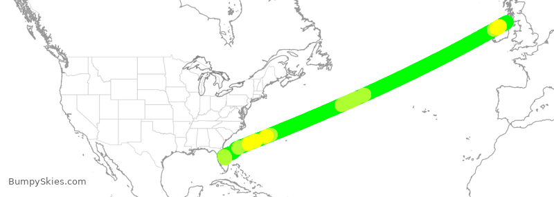 Turbulence forecast map for TOM760, BFS to MLB