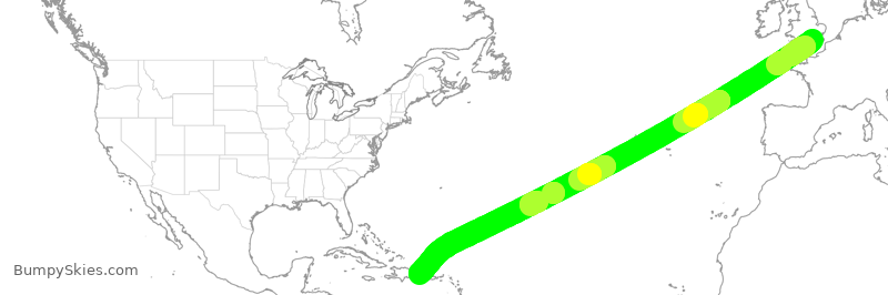 Turbulence forecast map for TOM84, LGW to PUJ