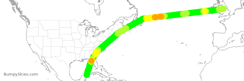 Turbulence forecast map for TOM924, CUN to MAN