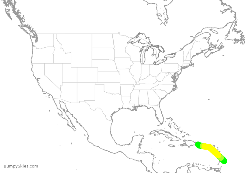 Turbulence forecast map for TOM9824, DPC to BPB