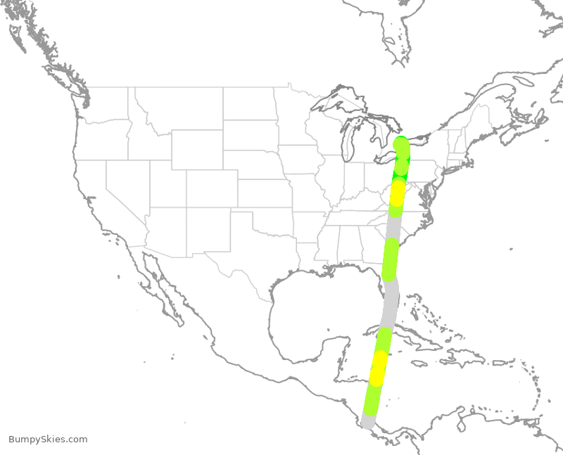 Turbulence forecast map for TSC113, ROC to YYZ