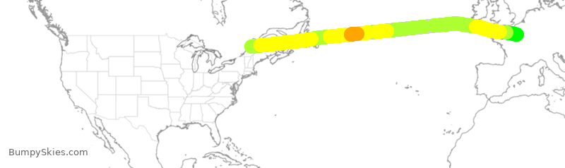 Turbulence forecast map for TSC116, YQB to CDG