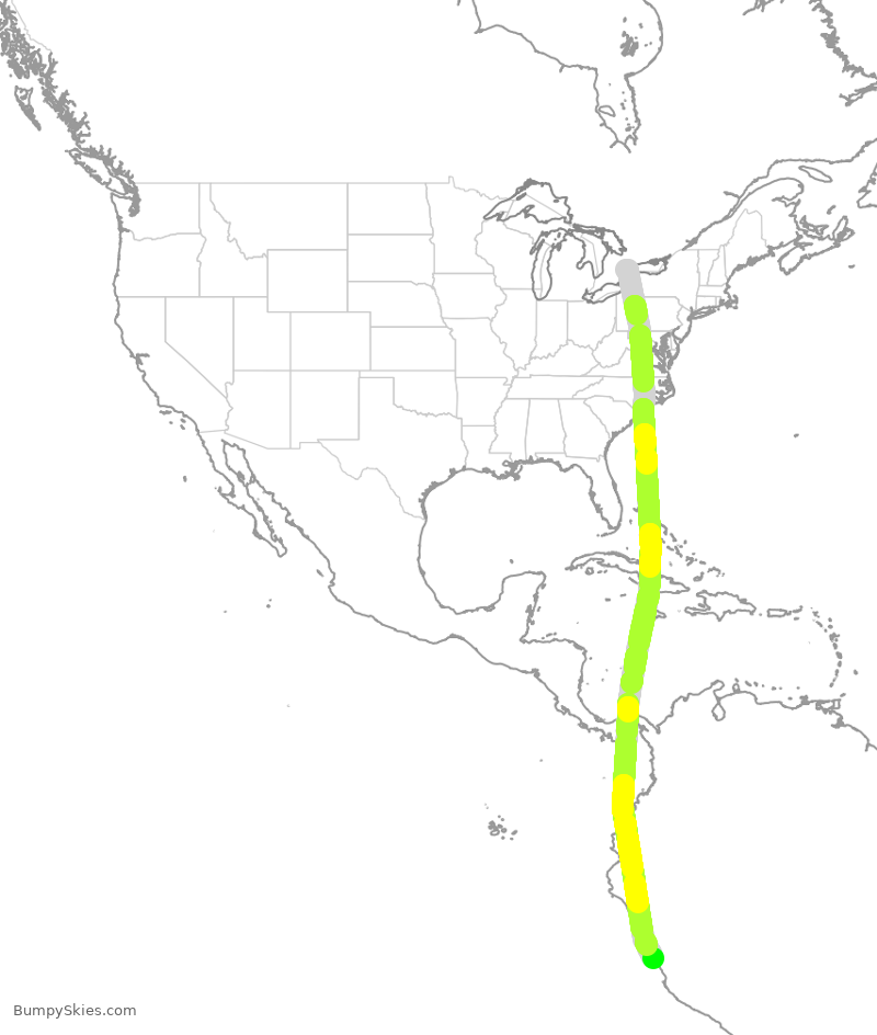 Turbulence forecast map for TSC152, YYZ to SPJC