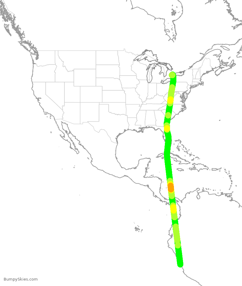Turbulence forecast map for TSC153, SPJC to YYZ