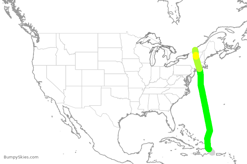 Turbulence forecast map for TSC197, DPC to YUL