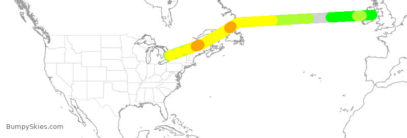 Turbulence forecast map for TSC230, YYZ to IDW