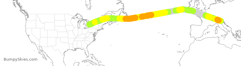 Turbulence forecast map for TSC306, YYZ to VCE