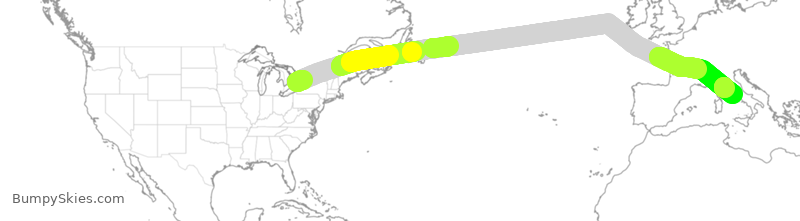 Turbulence forecast map for TSC308, YYZ to IRF