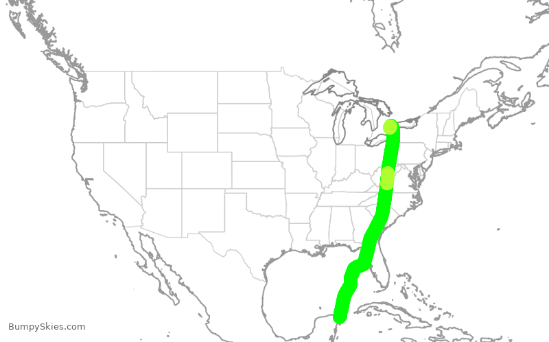 Turbulence forecast map for TSC327, MUN to YYZ