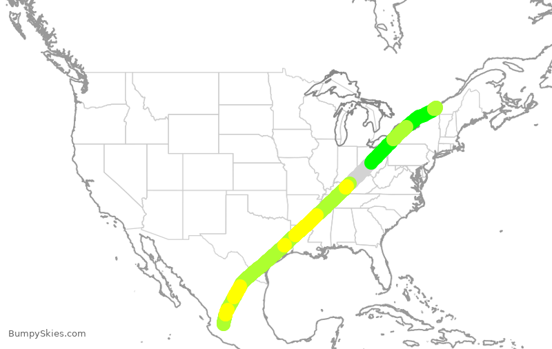 Turbulence forecast map for TSC337, MGL to YUL