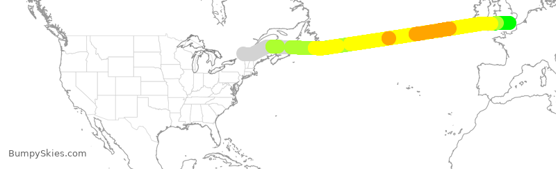 Turbulence forecast map for TSC338, YUL to LGW