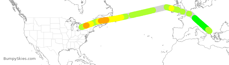 Turbulence forecast map for TSC422, YYZ to TIA