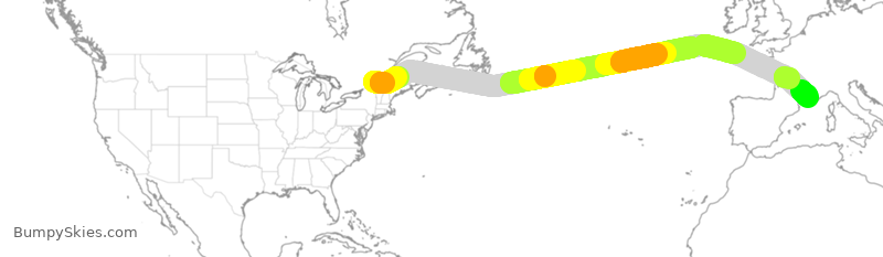 Turbulence forecast map for TSC434, YUL to MRS