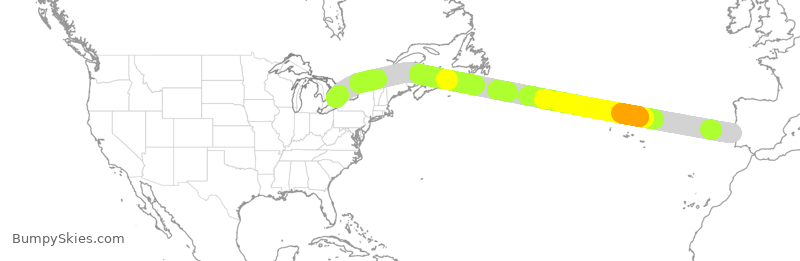Turbulence forecast map for TSC481, LIS to YYZ