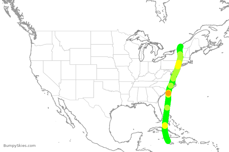 Turbulence forecast map for TSC486, YUL to MBJ