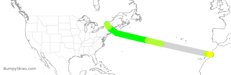 Turbulence forecast map for TSC493, AGA to YUL