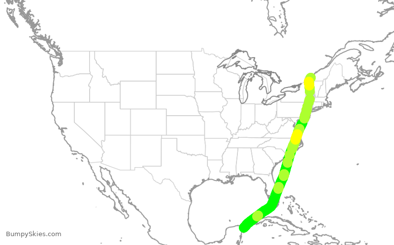 Turbulence forecast map for TSC538, YUL to CUN
