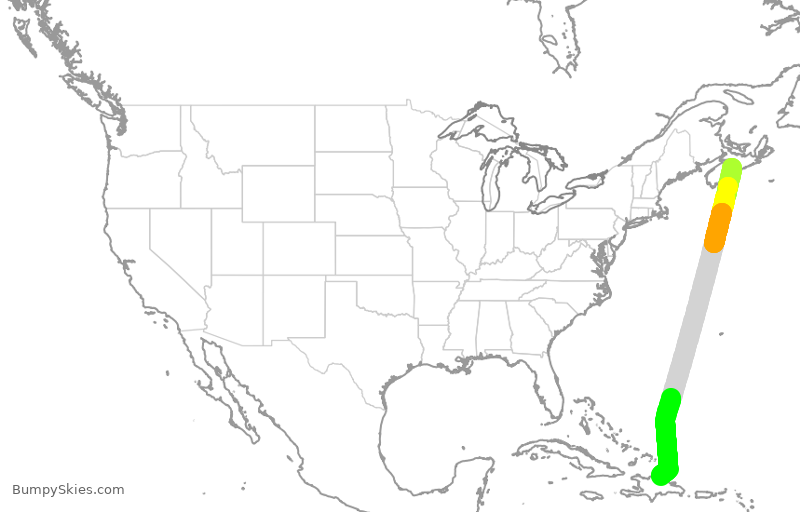 Turbulence forecast map for TSC542, YHZ to DPP