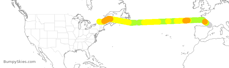 Turbulence forecast map for TSC582, YUL to FBO