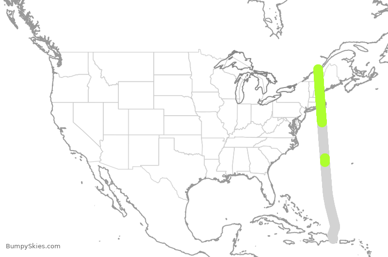 Turbulence forecast map for TSC610, YQB to DPC