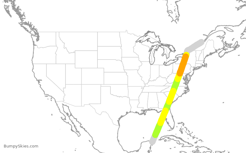Turbulence forecast map for TSC653, CUN to YQB