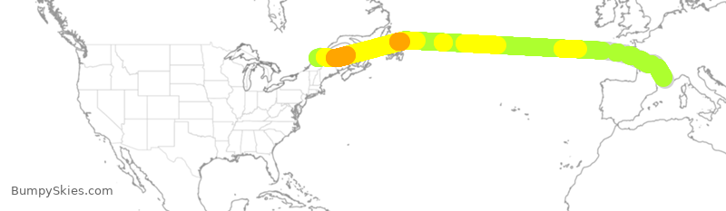 Turbulence forecast map for TSC662, YQB to MRS