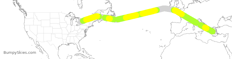 Turbulence forecast map for TSC694, YYZ to ATH