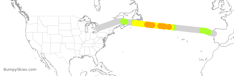 Turbulence forecast map for TSC764, YYZ to PPR