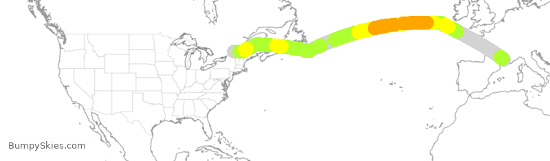 Turbulence forecast map for TSC80, YUL to FNI
