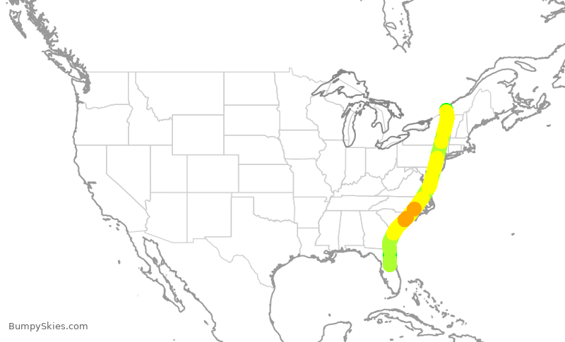 Turbulence forecast map for TSC823, MCO to YUL