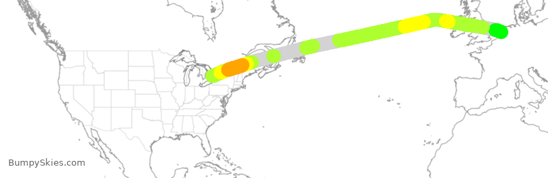 Turbulence forecast map for TSC9376, YYZ to AMS