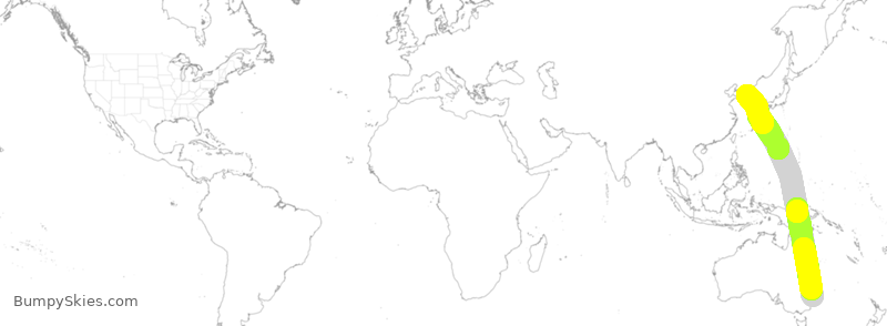 Turbulence forecast map for TWB502, SSY to KSI