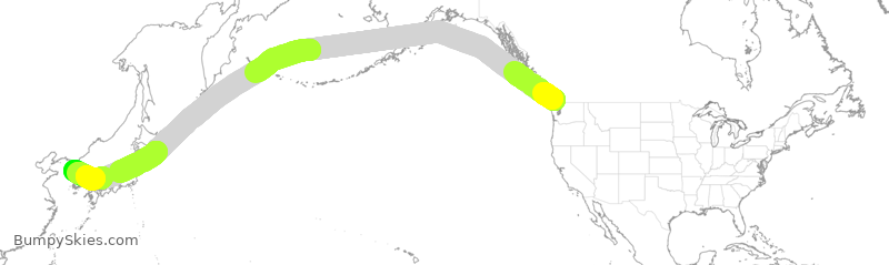 Turbulence forecast map for TWB532, YVR to KSI