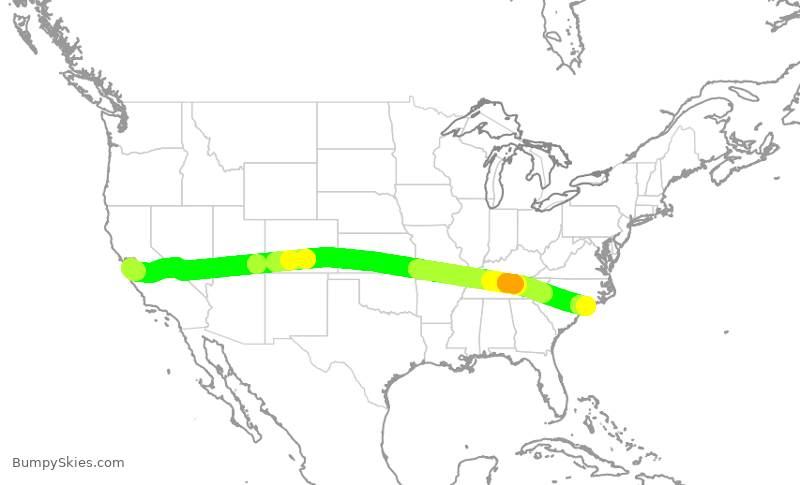 Turbulence forecast map for TWY1026, SJC to ILM