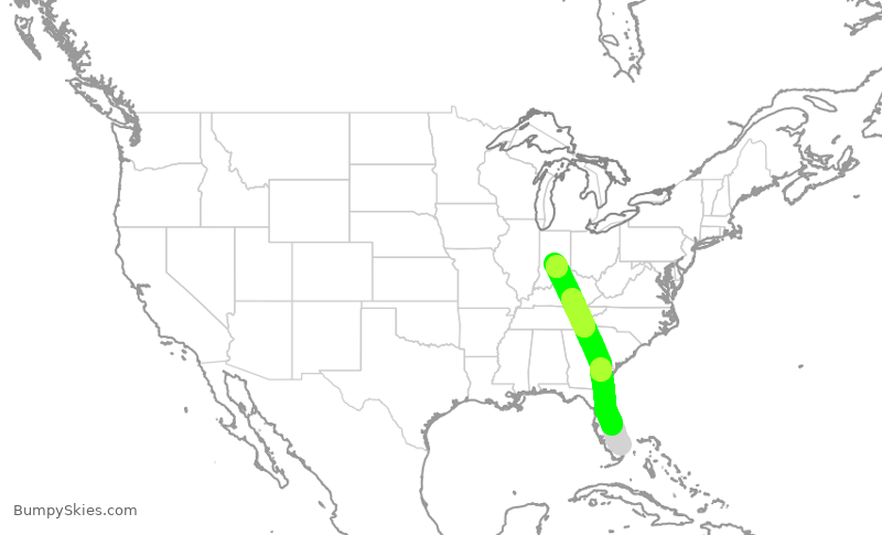 Turbulence forecast map for TWY116, FXE to KHFY