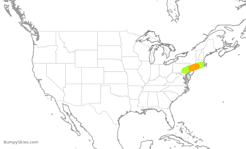 Turbulence forecast map for TWY116, NCO to MDT