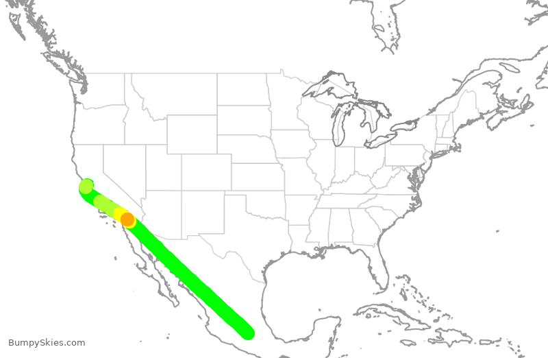 Turbulence forecast map for TWY125, HWD to TLC