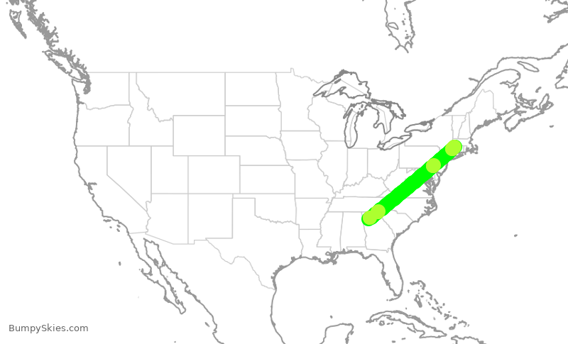 Turbulence forecast map for TWY12, KRYY to BDL
