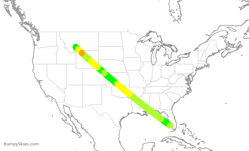 Turbulence forecast map for TWY136, APF to BZN