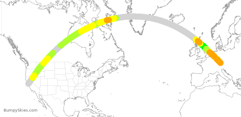 Turbulence forecast map for TWY13, OAK to MUC