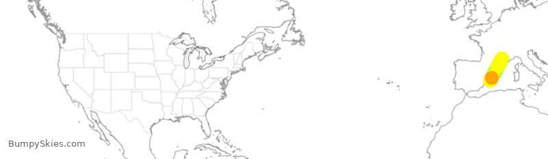 Turbulence forecast map for TWY1650, IBZ to AVN